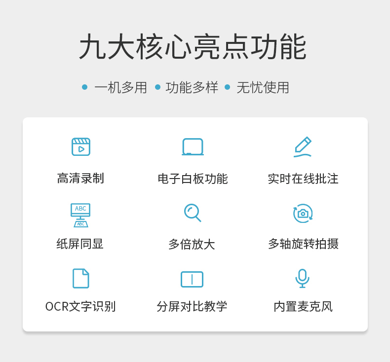 捷宇V20視頻展臺核心功能特點