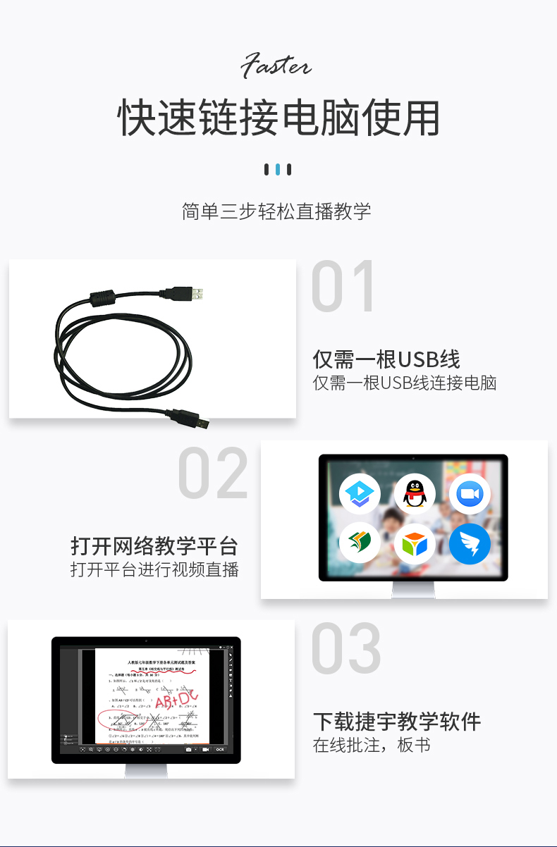 捷宇V20視頻展臺連接電腦